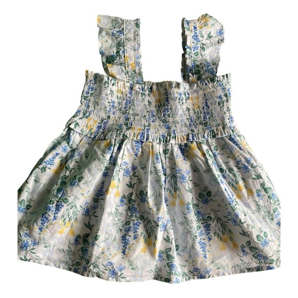 Janie & Jack Floral Smocked Ruffle Top Size 6 Sleeveless 100% Cotton - Picture 3 of 6